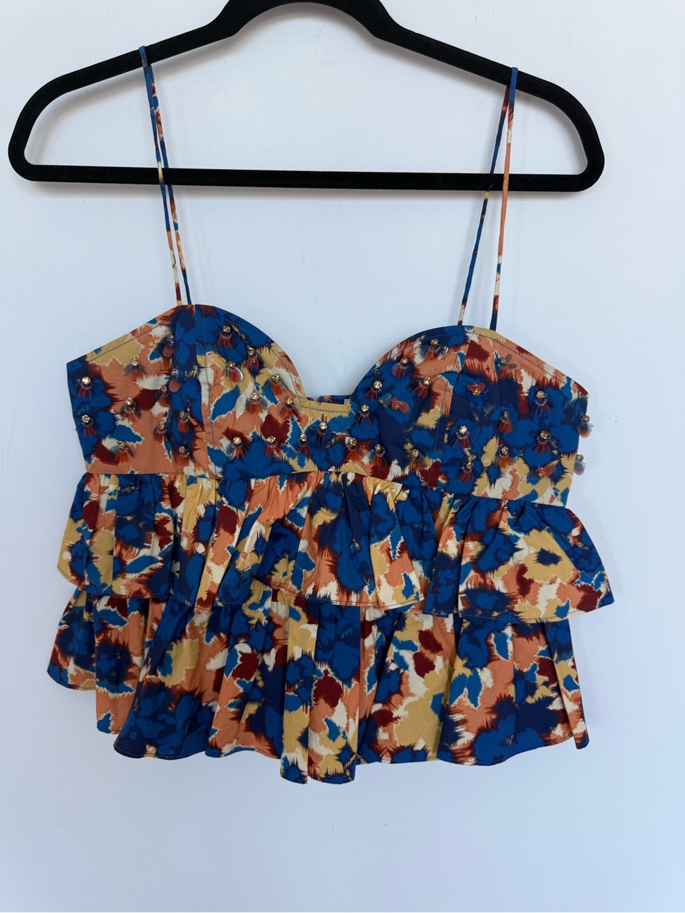 Ulla Johnson Embellished Lucia Tiered Ruffle Top in Wildflower size 6 - Picture 5 of 9